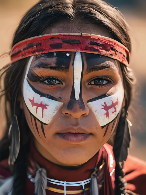 Free girl american indian portrait illustration