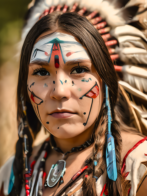 Free girl american indian portrait illustration