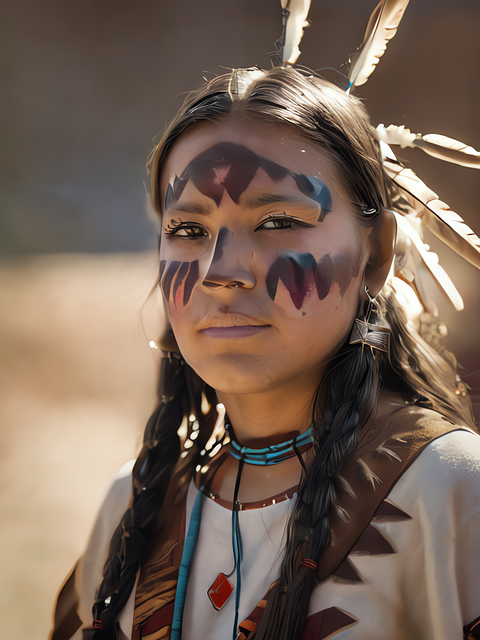 Free girl american indian portrait illustration