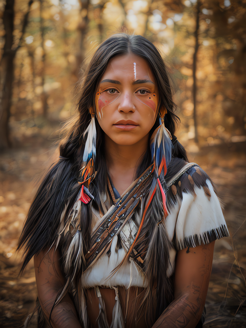 Free girl american indian portrait illustration