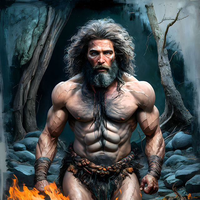 Free man ai generated neanderthal illustration