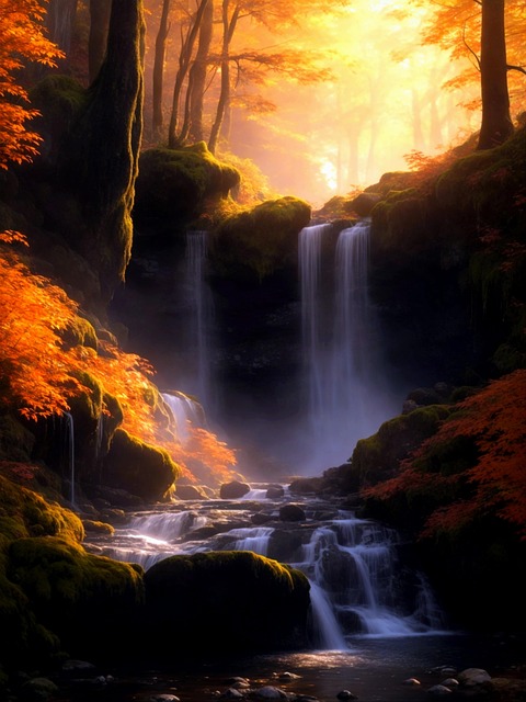 Cascada, Selva, Bosque, Flujo, Otoño