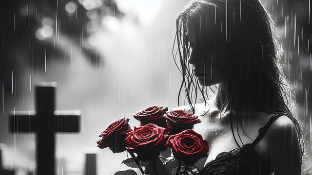 Download free HD stock image of Ai Generated Cemetery Free ai generated cemetery roses illustration