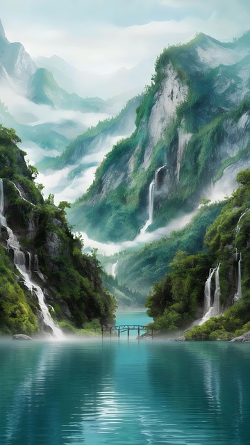 Free ai generated river misty morning illustration