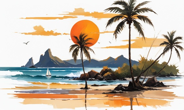 Free beach island nature illustration