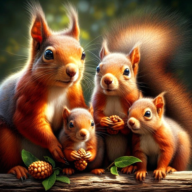 Free squirrel family friendship illustration