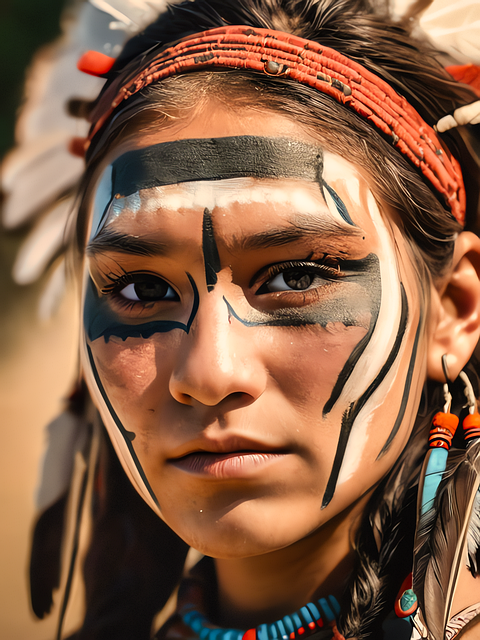 Free girl american indian portrait illustration