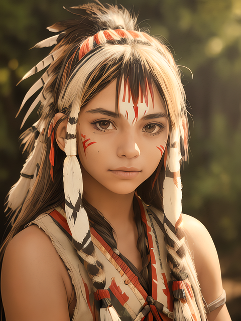 Free girl american indian portrait illustration