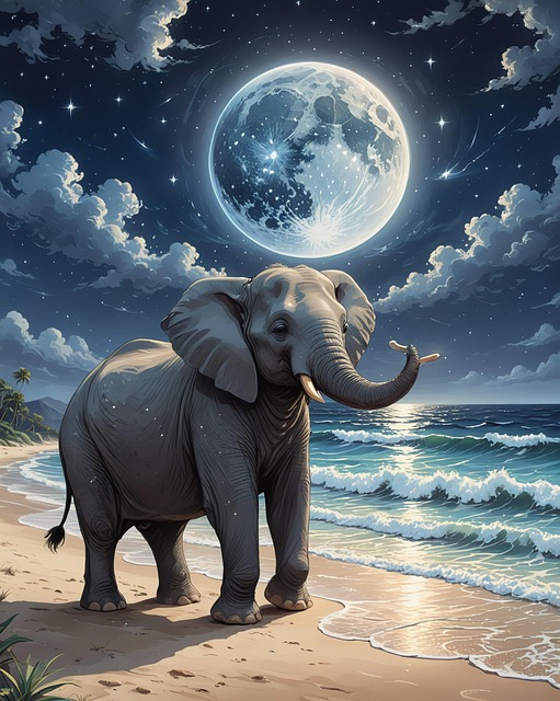 Free ai generated elephant sea illustration