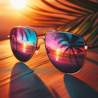 Gafas De Sol, Sol, Vasos, Playa