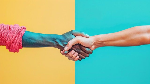 Free handshake digital art pixelated illustration