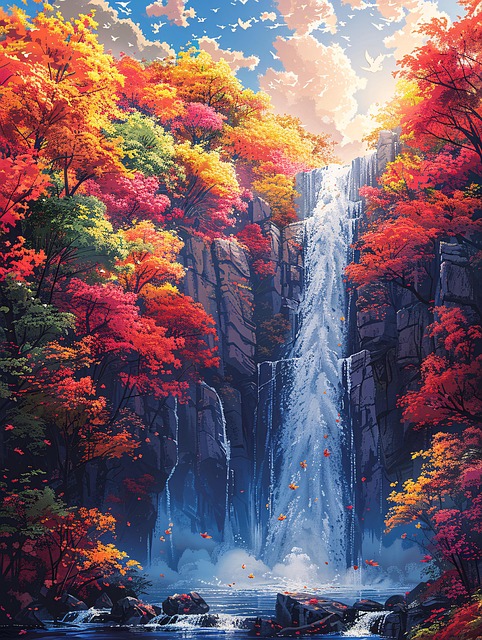 Free ai generated waterfall cliff illustration