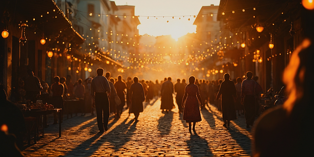 Free ai generated sunset crowd illustration