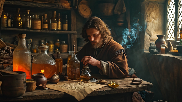 Free ai generated alchemist mystical illustration