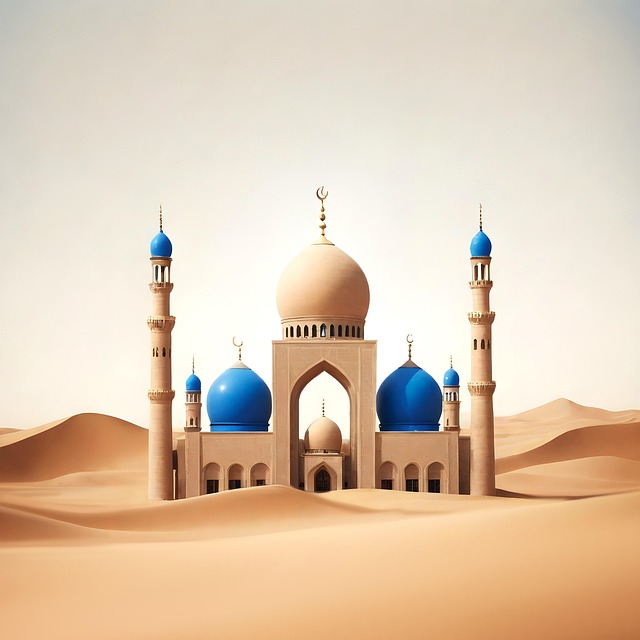 Free ai generated mosque desert illustration