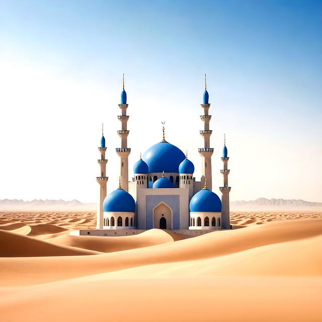 Free mosque desert ramadan illustration