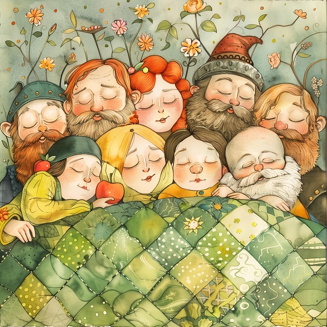 Free ai generated dwarfs bed illustration