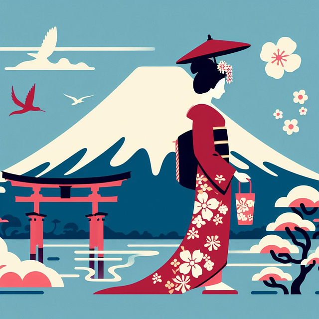 Fuji, Japan, Sakura, Frühling, Geisha