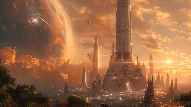 Free urban landscape futuristic illustration