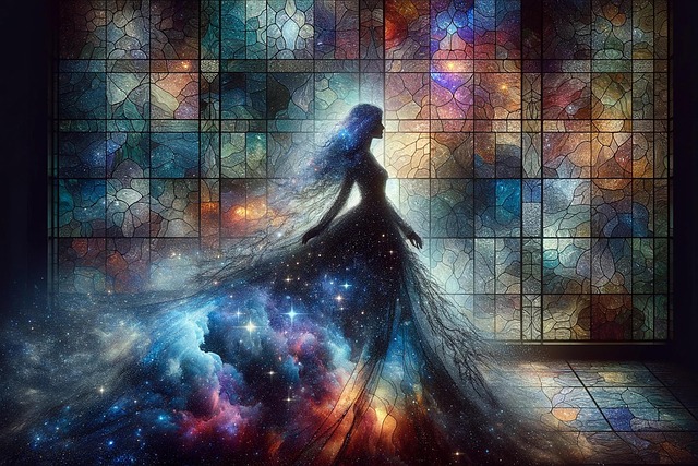 Free woman night stars illustration
