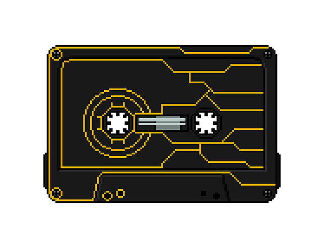 Free pixel art pixel cassette illustration