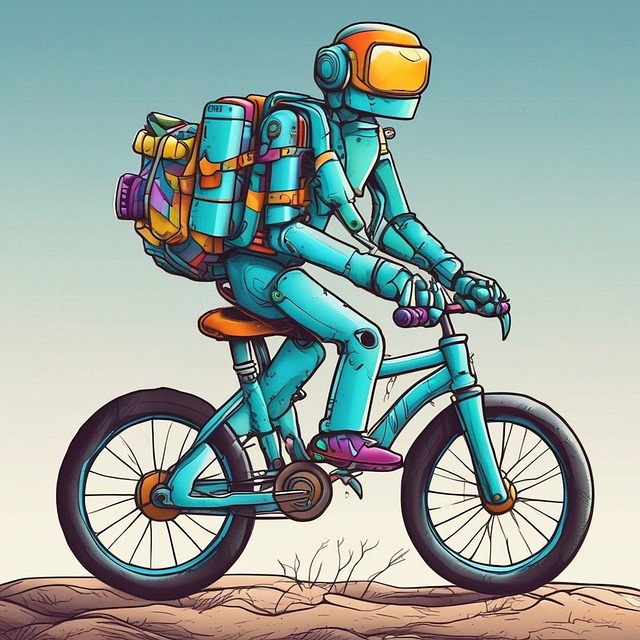 Free robot bike bicycle illustration
