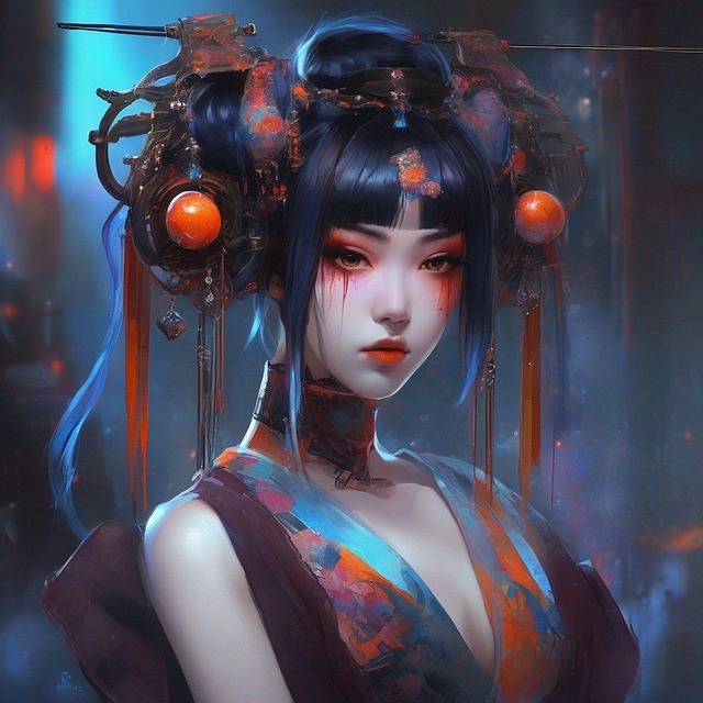 Free geisha orange woman illustration