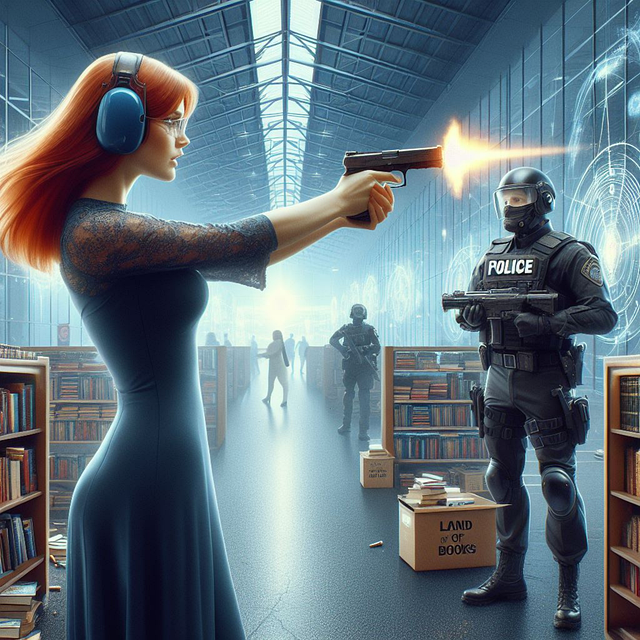 Free woman gun police illustration