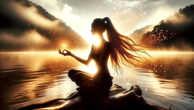 Free woman meditation magic illustration