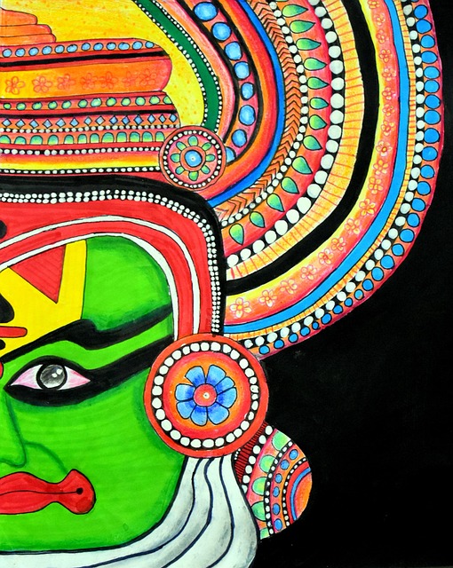 Kathakali, Kerala, Gesicht, Mann