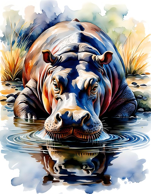 Download free HD stock image of Animal Hippopotamus Free animal hippopotamus art illustration