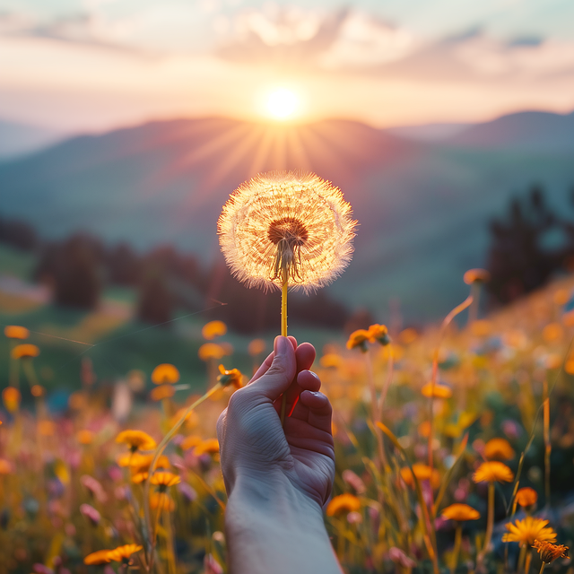 Download free HD stock image of Dandelion Sunset Free dandelion sunset flowers illustration