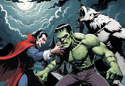Frankenstein, Dracula, Ulvemann, Monstre