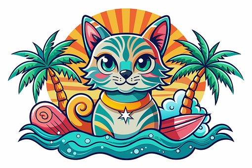 Gato, Mascota, Playa, Mar, Se Genera Ai