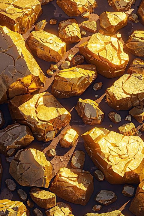 Download Ai Generated, Gold Rocks, Gold. Royalty-Free Stock ...