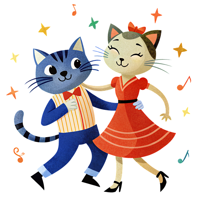 Free cats dance art illustration