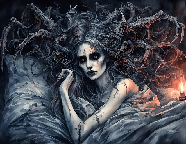 Free woman sleep dreams illustration