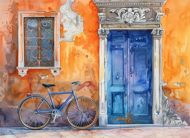 Free ai generated watercolor painting bicycle illustration