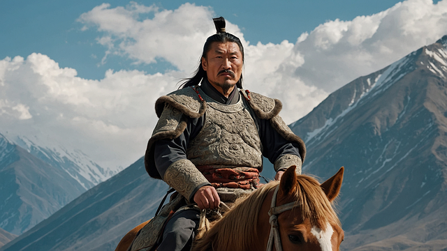 Free man warrior genghis khan illustration