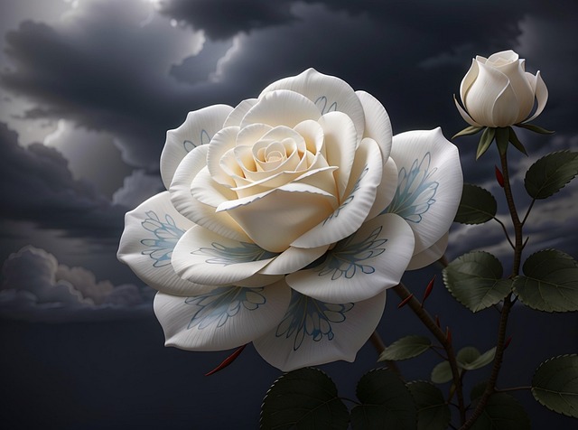 Free ai generated flower white rose illustration