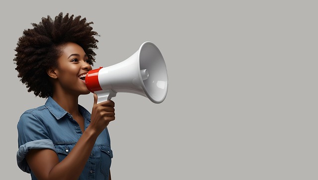 Free ai generated woman megaphone illustration