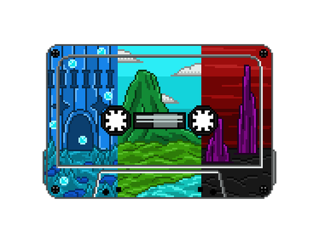 Free pixel mountain cassette illustration