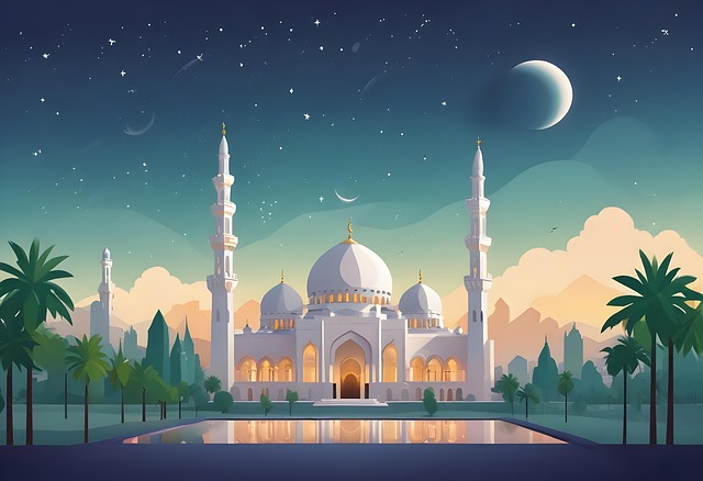 Free ai generated mosque eid al adha illustration