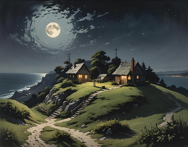 Free ai generated cottages remote illustration