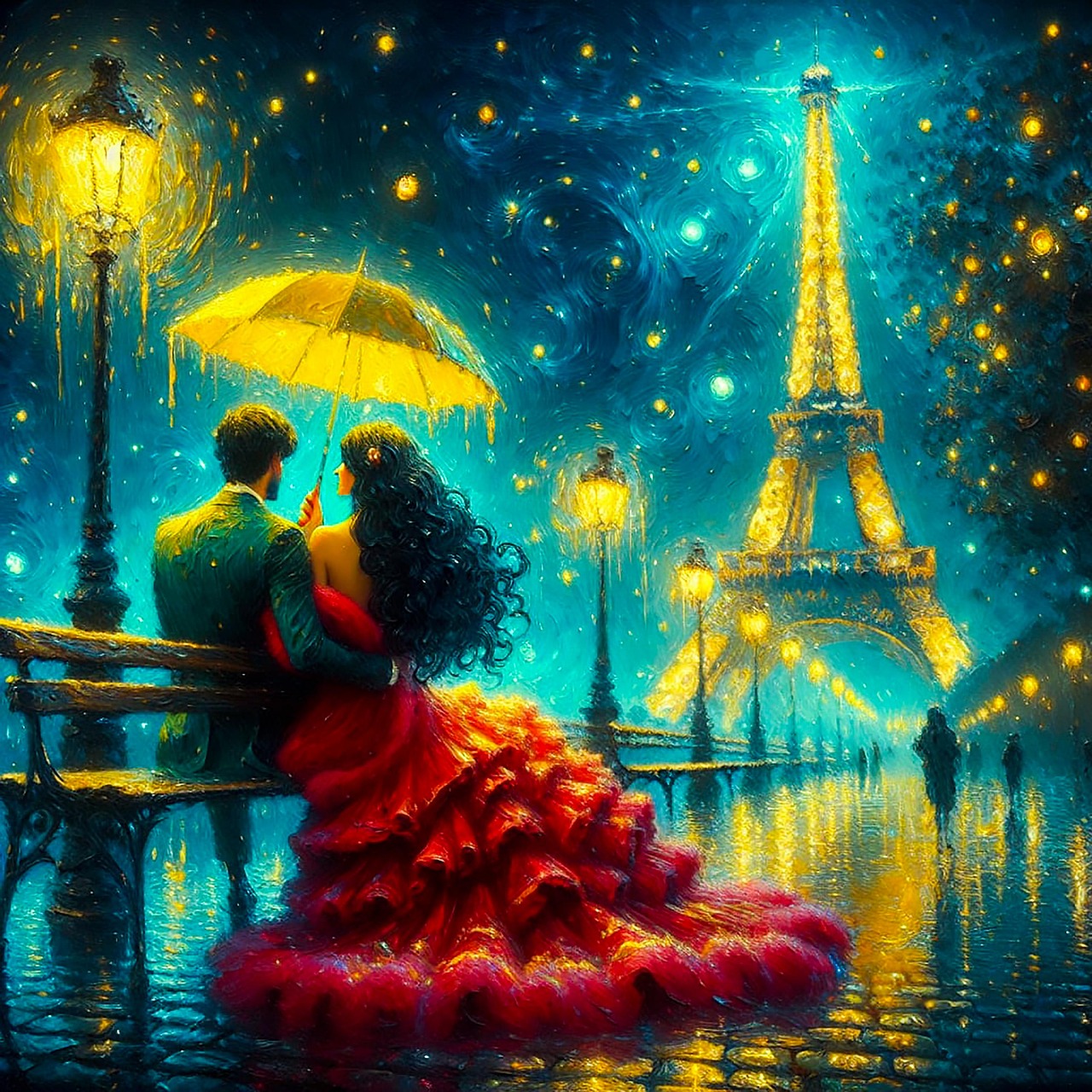 Download ai generated couple paris royalty free stock illustration