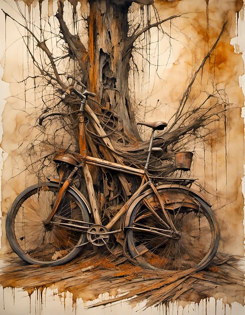 Free ai generated bycicle dilapidated illustration