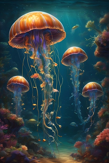 Free ai generated jellyfish sea illustration