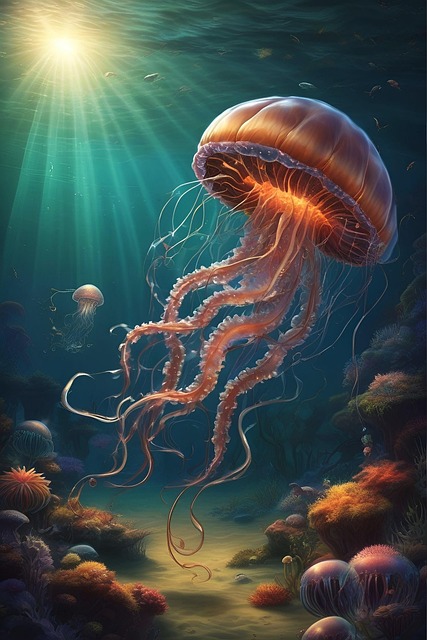 Free ai generated jellyfish sea illustration