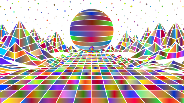 Free abstract synthwave grid vector