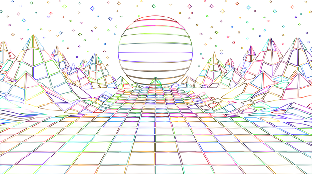 Free synthwave retro grid illustration